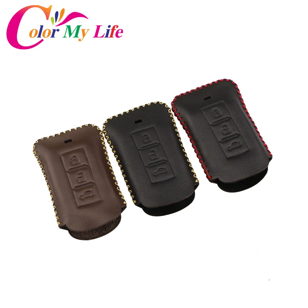 

Color My Life Leather Car Key Protection Case Smart Key Cover for Mitsubishi Outlander Pajero Lancer EX ASX Key Accessories