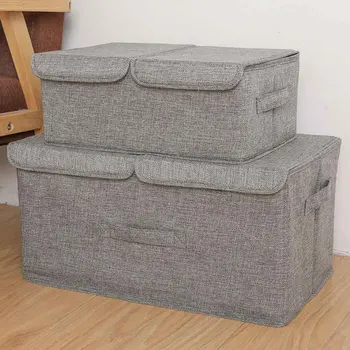 

Storage Boxes with Lids No Smell Polyester Fabric Clear Storage Baskets Containers Bins With Double Cover Organizer for Kid Toy