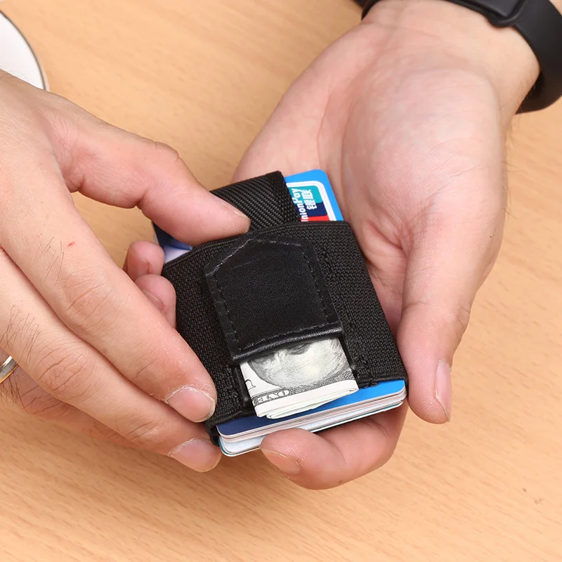 Для мужчин и женщин маленький минималистичный бизнес-держатель для карт эластичный пояс фиксированный держатель для кредитных карт Porte Carte кошелек для денег кошелек