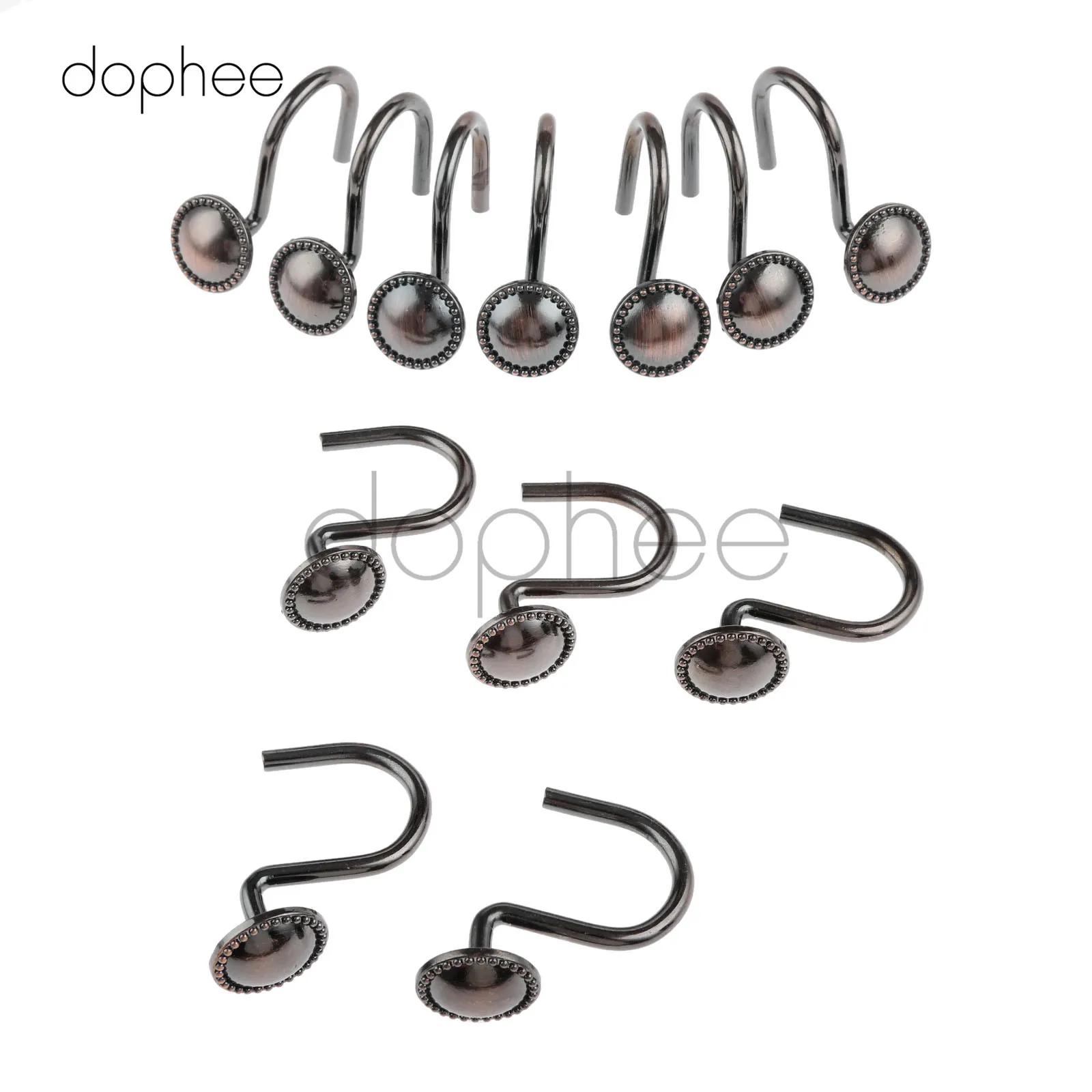 Dophee 12 шт. античные бронзовые Glide крючки для штор винтажные круглые шапки ванная