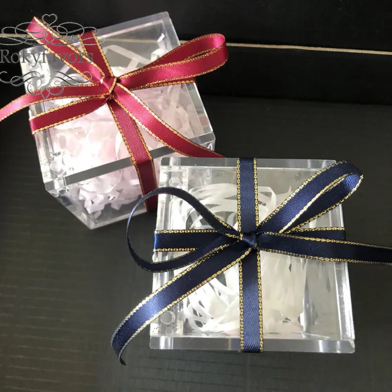 12 шт. 4.5x4.5x4.5c прозрачная акриловая квадратная коробка сувениры свадебные коробочки для конфет вечерние подарочные коробки шоколадный пакет поставки