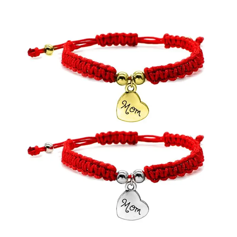 

Lucky Kabbalah Mom Pendant Red Braided String Bracelets Mother's Day Jewelry