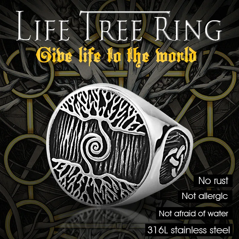 Байер 316L нержавеющая сталь Нос Викинг для мужчин жизнь дерево кольцо скандинавский воин славянский Валькнут амулет ювелирные изделия LR629