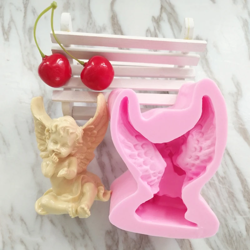 

3d wings baby angel molds fondant cake mold DIY aroma stone moulds soap making candle mold baking tools chocolate mould