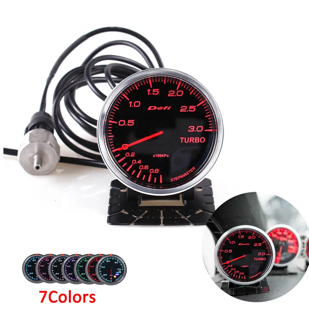 2.5/" 60mm Universal Car LED Pointer 0-3 Bar Turbo Boost Gauge Meter with sensor