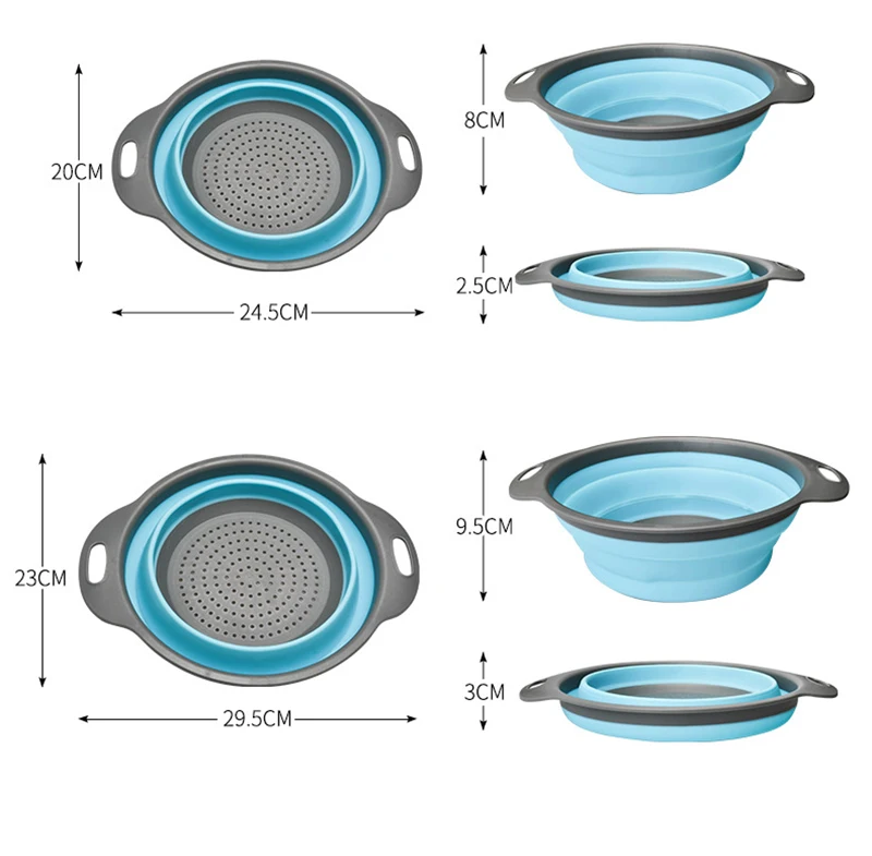 2 шт./компл. стиральная корзина для белья складной силиконовый дуршлаг для фруктов и овощей, 2 размера на открытом воздухе Портативный фильтр сладкий Цвет сушилка для посуды корзина