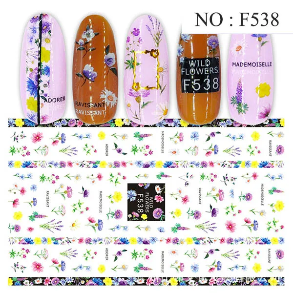 1 лист наклейки для ногтей цветы переводные наклейки для ногтей художественная наклейка маникюрные обертки Слайдеры для украшения ногтей - Color: 6