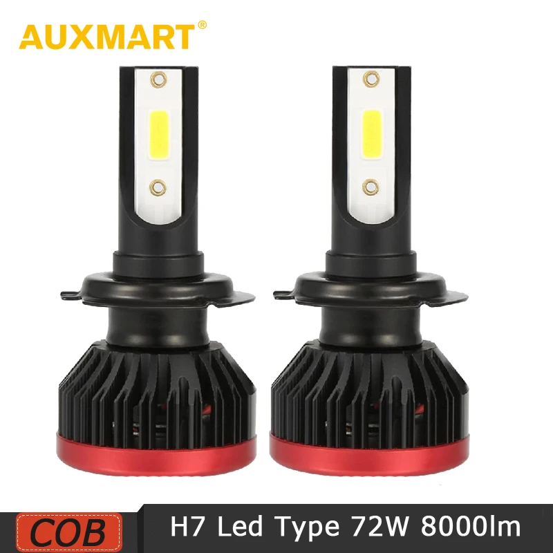 Auxmart H7 однолучевой светодиодный налобный фонарь COB Chips 72 Вт 8000LM 6500K Plug n Play