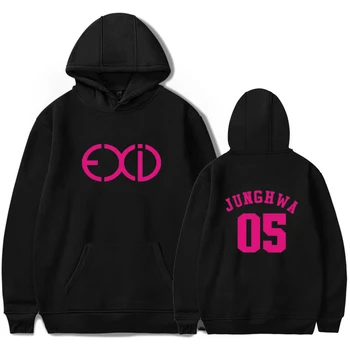 

EXID PINK JUNGHWA SOLJI LE Hip Hop hooded sweatshirt personality letter printing unisex casual hooded thin sweatshirt pocket PIP