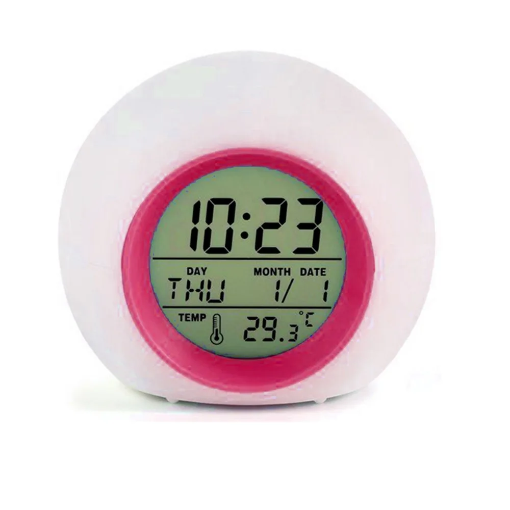 XNCH Изменение цвета Цифровой LED Wake Up Light Настольный будильник с естественными