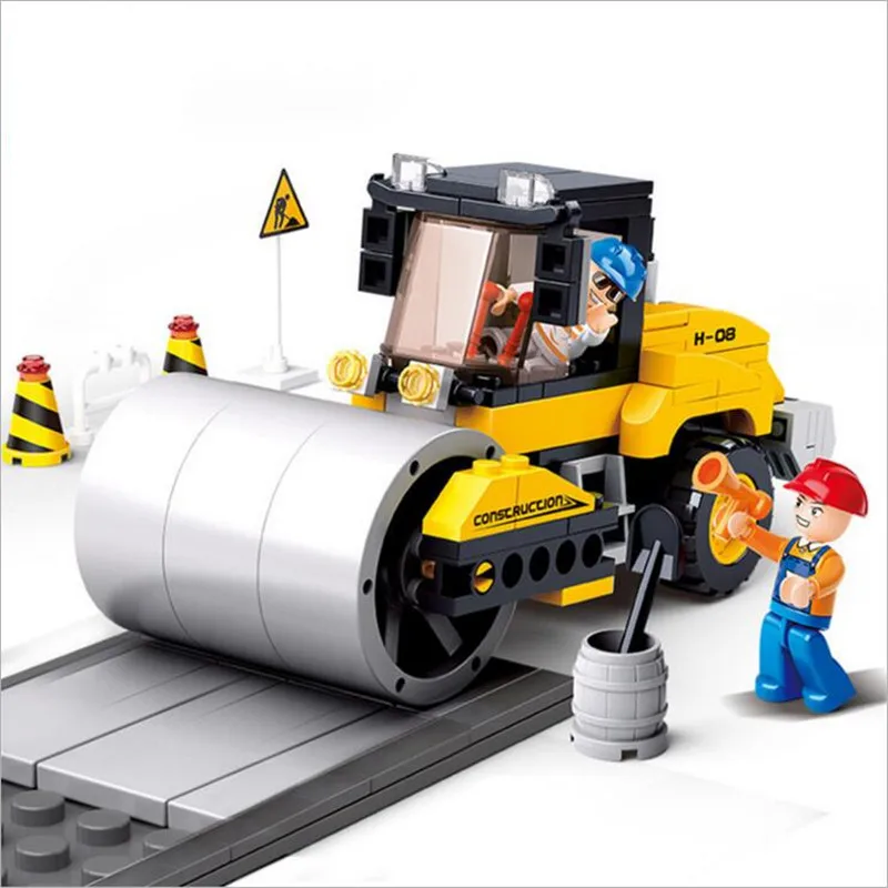 171pcs Road Roller Truck Engineering Road Vehicles Legoings Building