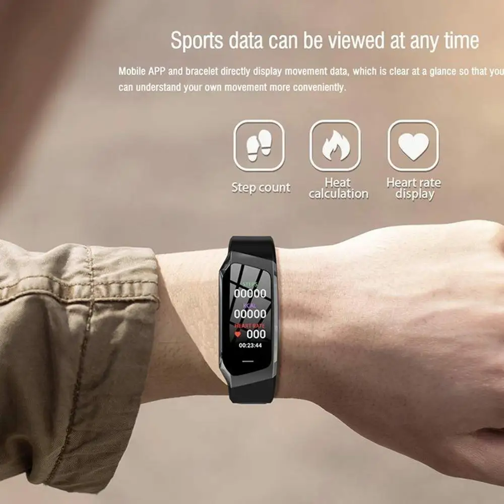 

E18 Color Screen Smart Wristband Blood Health Monitoring Intelligent Reminder Sports Fitness Wristband
