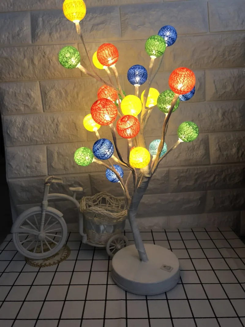 

Led Lantern Dormitory Room Decoration Lamp Cute Princess Room Cotton Ball Rose Lamp Bedroom Night Light Tree Lamp Decoration