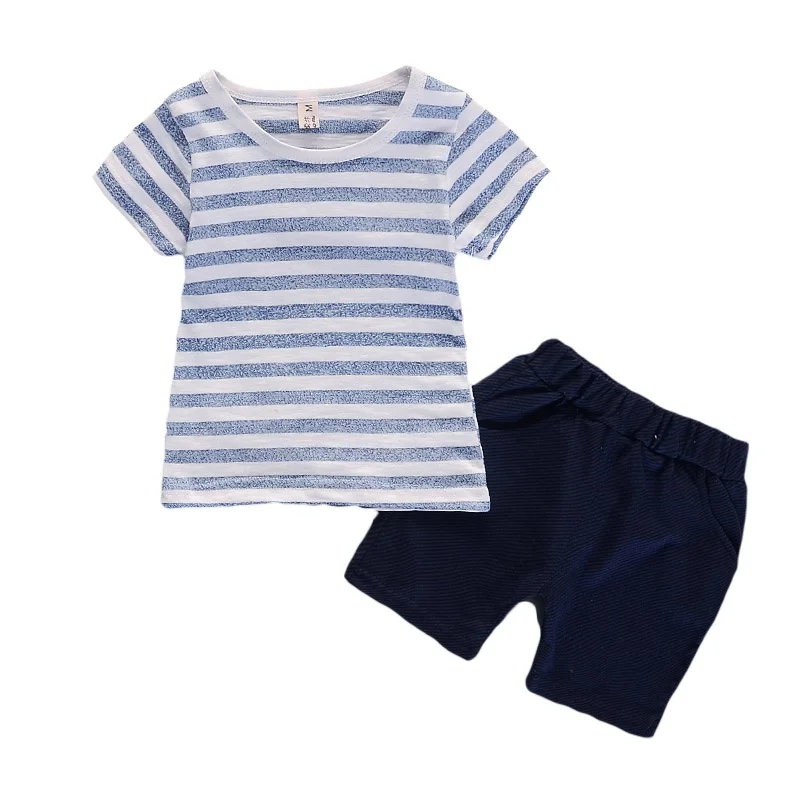 

Boys Girls Clothing Set Summer Short Sleeve T-Shirt Classic Striped T-shirt Shorts Pant 2 Pcs/set Girls Clothes Set Summer