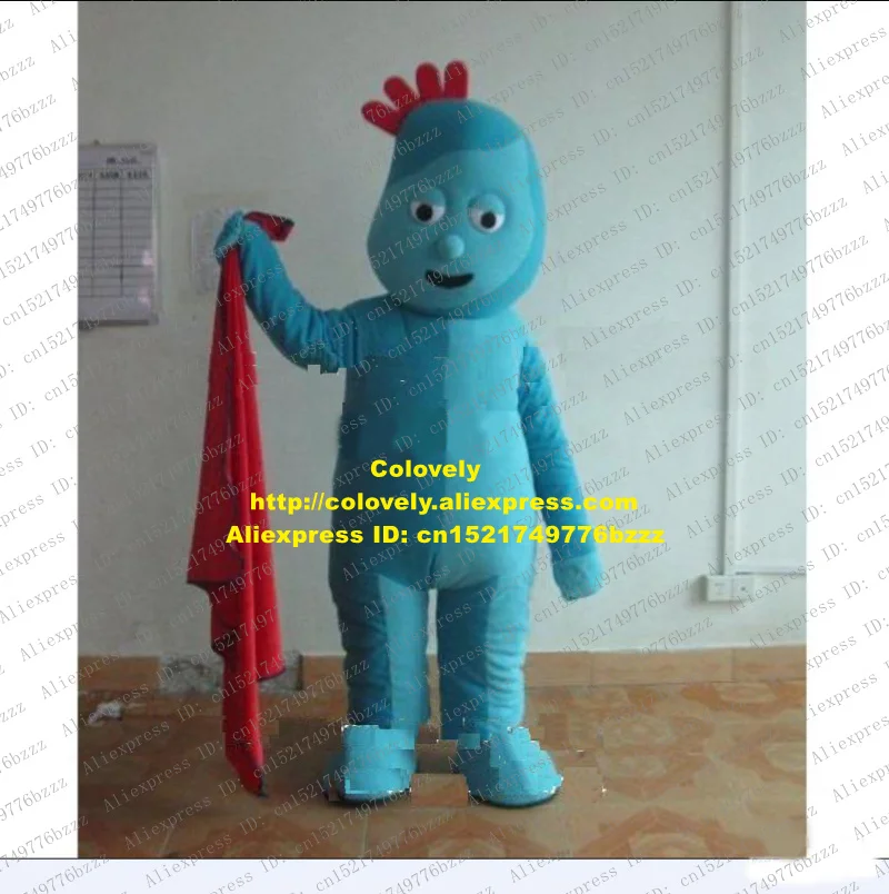 Милый синий костюм талисман для взрослых Iggle Piggle Mascotte в ночном саду с большой