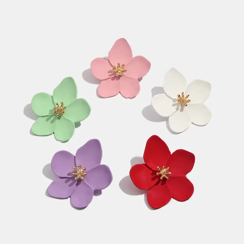 

JUST FEEL New Trendy Flower Statement Earrings Wedding Ethnic Handmade Trendy Large Multicolor Drop Earrings Bohemian Jewelry