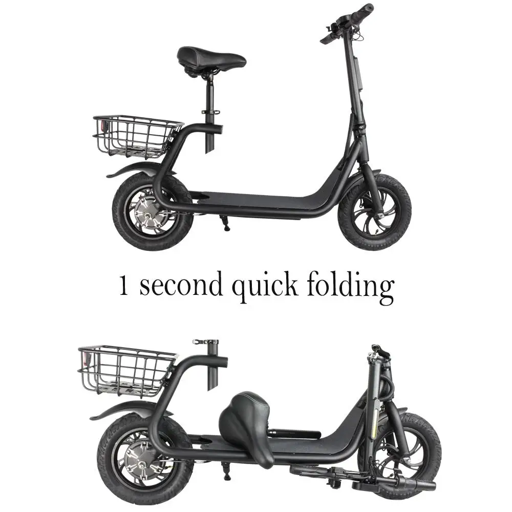 Top [Europe STOCK]Eswing M11 Folding Electric Scooter Double disc  Brake E Scooter 10AH 350W 25km/h 30KM 12 inch tire Free seat 8