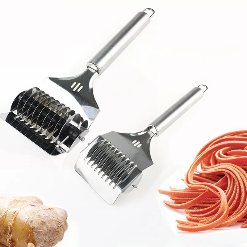 

OLOEY Kitchenware Manual Noodles Cutter Maker Stainless Steel Noodle Cutting Slicer Garlic Spaghett Lattice Roller Divider Tools