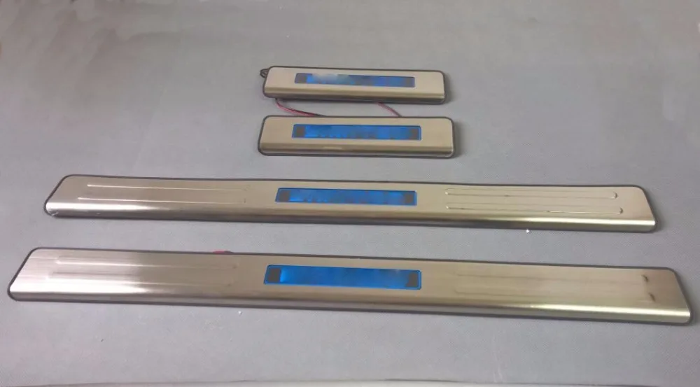 Stainless Steel LED Blue light Welcome pedal Door Sill Cover Scuff Plate Trim For KIA RIO 2002 - 2008 2009 2010 2011 2012 2013 | Автомобили