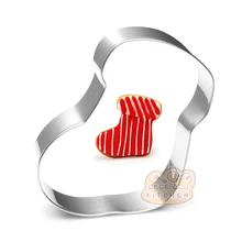 Рождественские носки металлические формы для печенья 0,3 мм толщина ручной работы ножи для мастики формочка для суши Кондитерская выпечка инструмент BG053 6*7,7 см