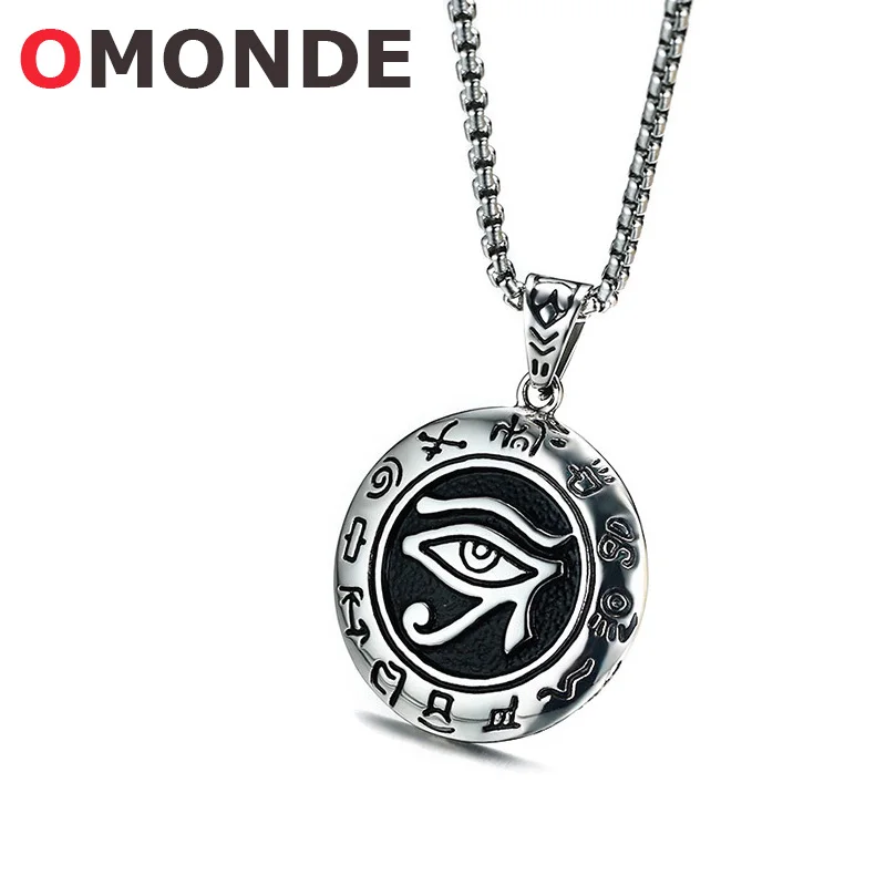 New Arrival Men Jewelry Ancient Egypt Sun God Horus Eye Pendant Necklace with Vintage Old 