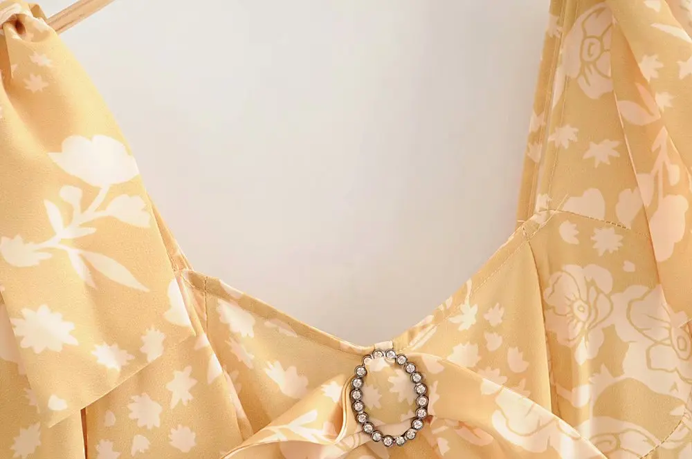 Женское сексуальное летнее платье с открытой спиной и цветочным принтом, с рюшами, элегантное женское Романтичное мини-платье с v-образным вырезом и коротким рукавом, DWDD60218