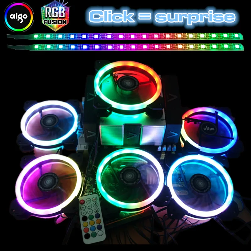 Aigo DR12 Computer Case PC Cooling Fan Light Bar RGB Adjust LED 120mm