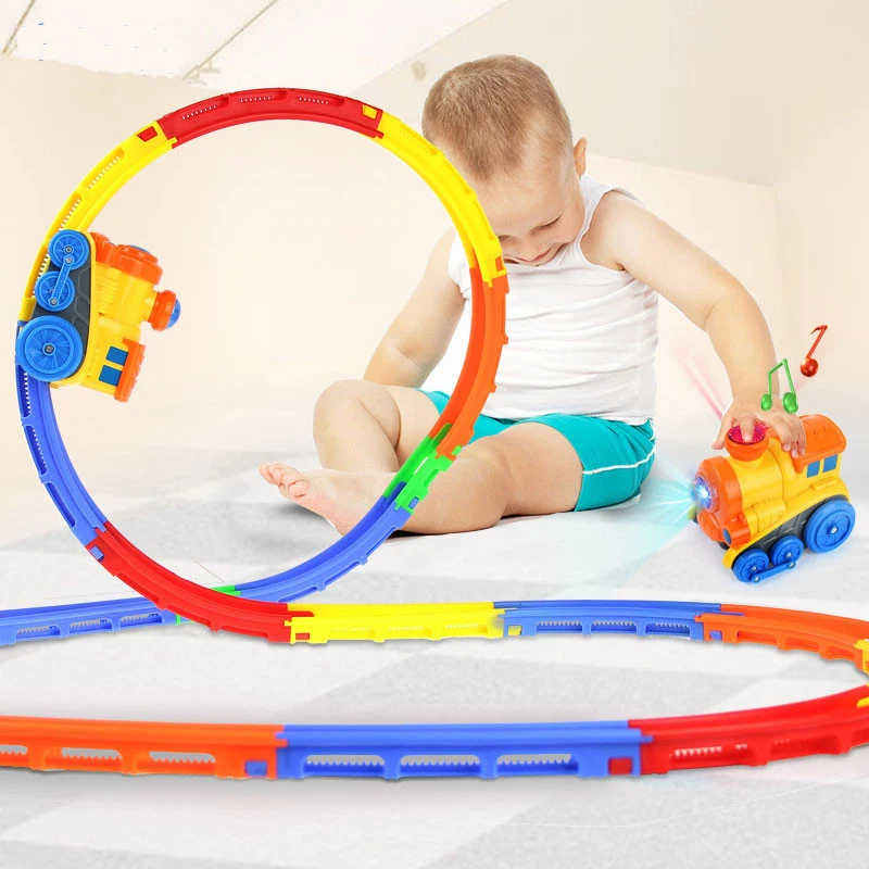 Мультфильм электрический трек поезд детская игрушка музыка свет флип поезд родитель-ребенок Взаимодействие развивающие игрушки рождественские подарки