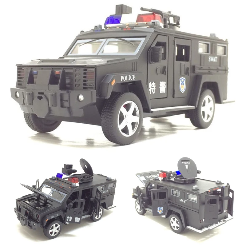

High simulation 1:32 alloy pull back car model swat cop SUV metal toy vehicles musical flashing kids gifts toys free shipping