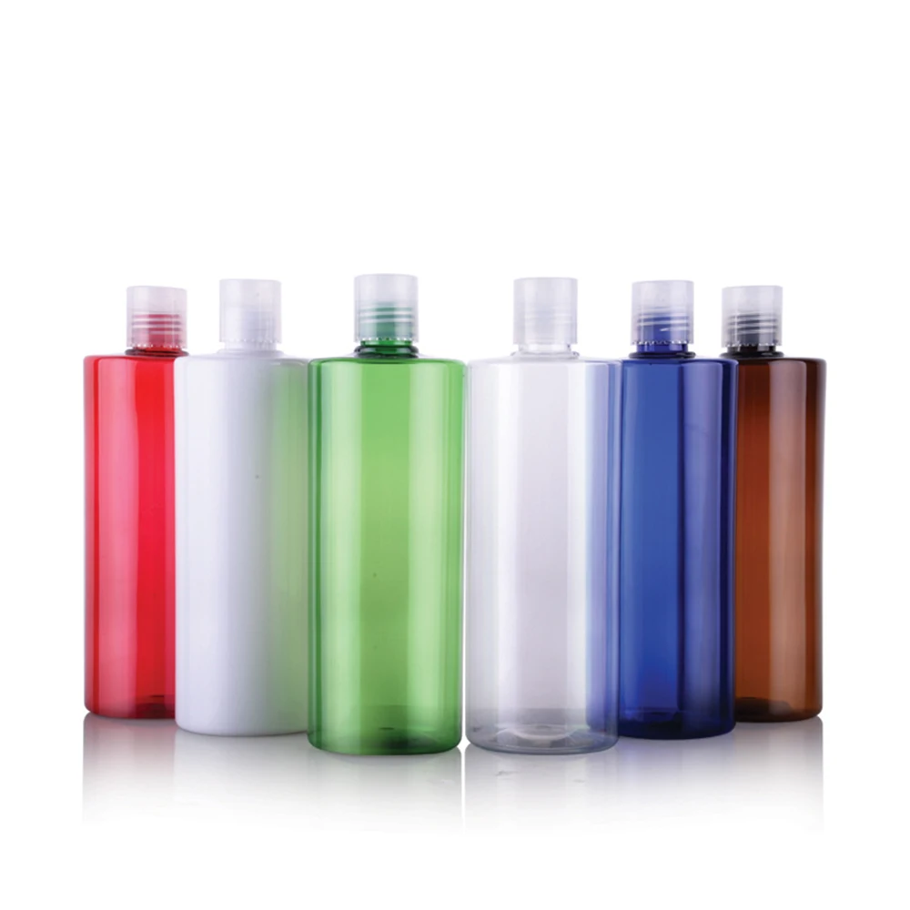 

12pcs 500ml Disc Screw Cap Bottle, Plastic Cosmetic Container,Empty Liquid Soap Lotion PET Bottles, Essential Oil Bottles