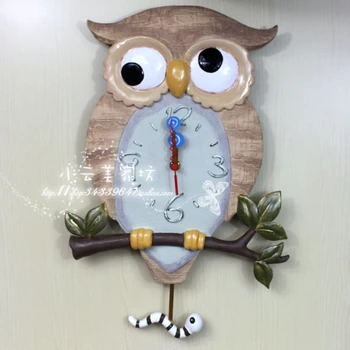 

Fashion owl clock child room wall clock luminous clock mute
