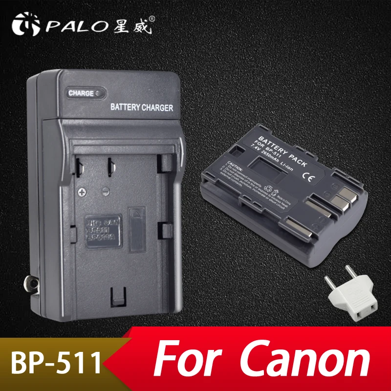 

Palo 1Pcs 2650Mah BP-511 BP511A Digital Camera Battery + Wall Charger For Canon EOS 40D 300D 5D 20D 30D 50D 10D D60 G6 Batteries