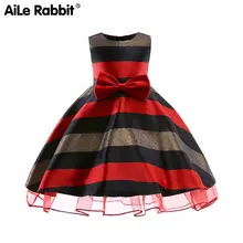 Новое летнее платье с бантом в горизонтальную полоску для девочек в европейском и американском стиле; платье без бретелек; tong