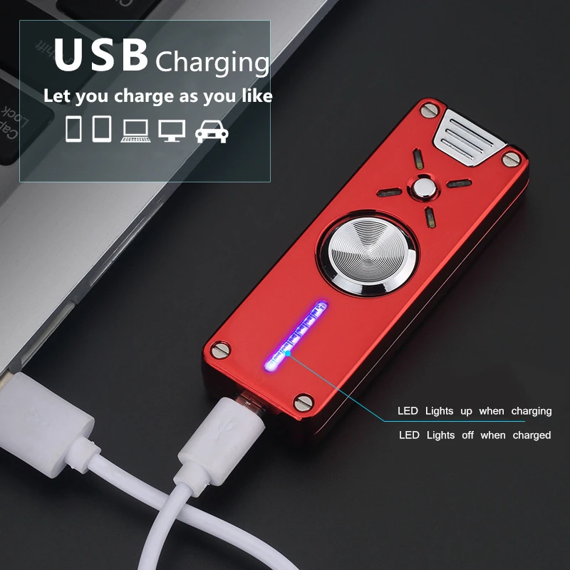 Ручной Спиннер электронная USB Зажигалка 7 светодиодный полоски Спиннер двойная дуга плазменная Зажигалка ветрозащитные зажигалки для сигарет игрушки подарок