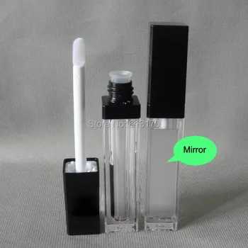 

Free shipping 8ml lip gloss tubes DIY lip balm bottle with Mirror,Black cap,Square Lip stick packing container,Empty 50pcs/lot