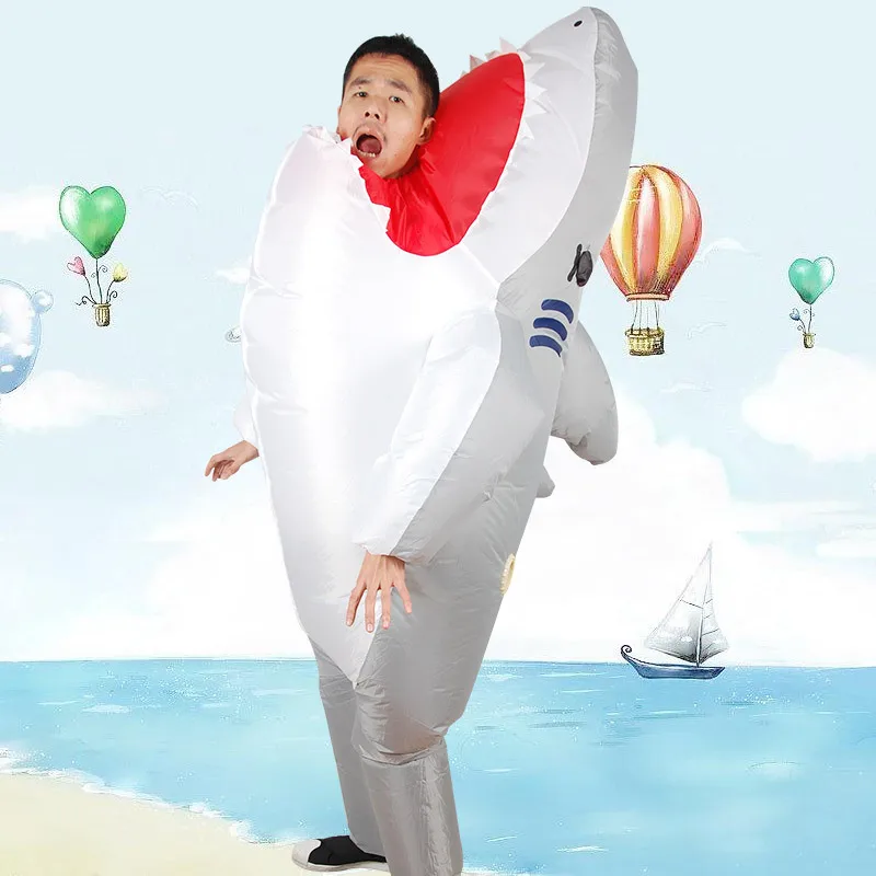 Halloween Purim Inflatable Shark costumes for men adult Sharks eat Man