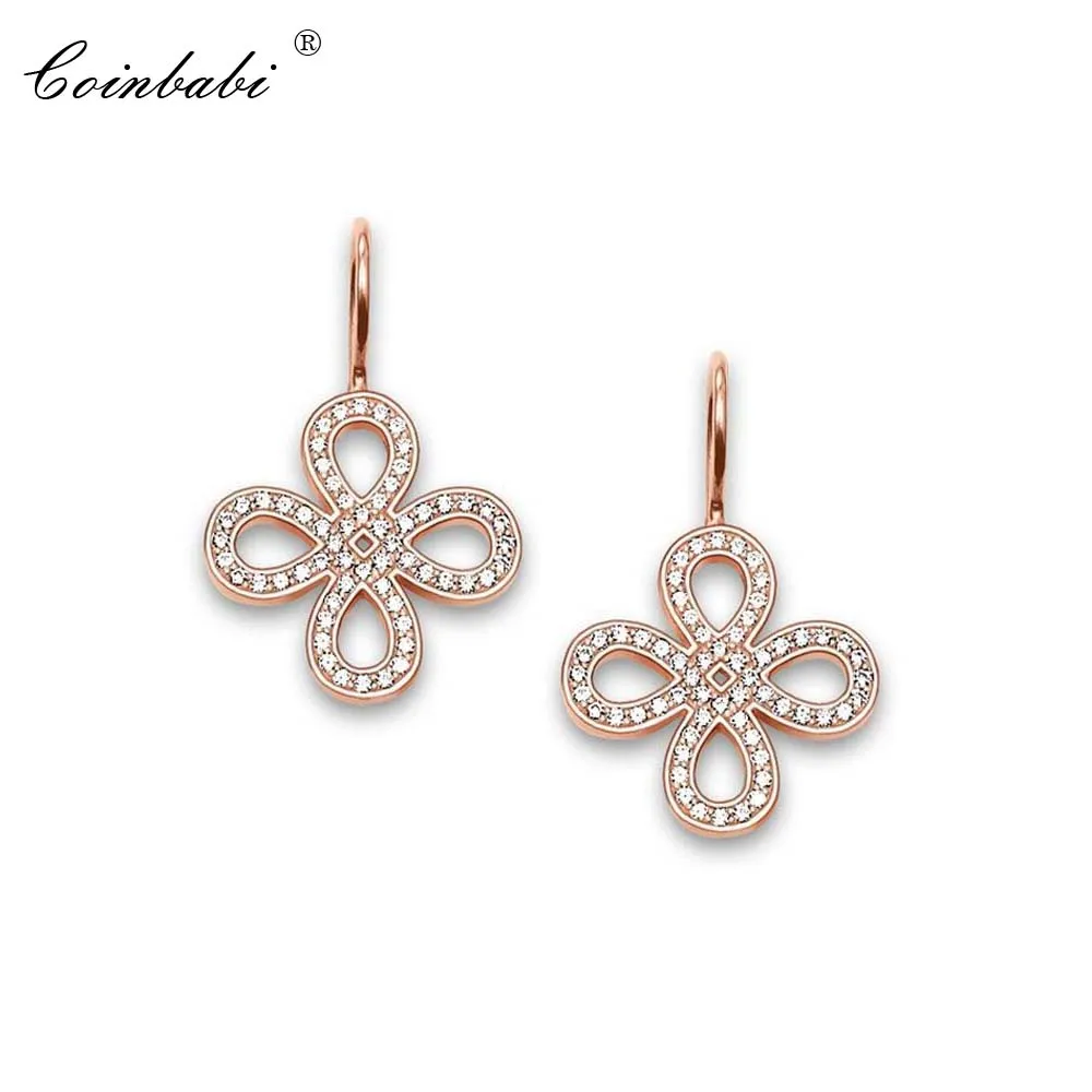 

Hoop Earrings Rose Knot Romantic Gift For Women Ts High Quality Earring Thomas Style Shell Rose Gold Color Fashion Jewelry