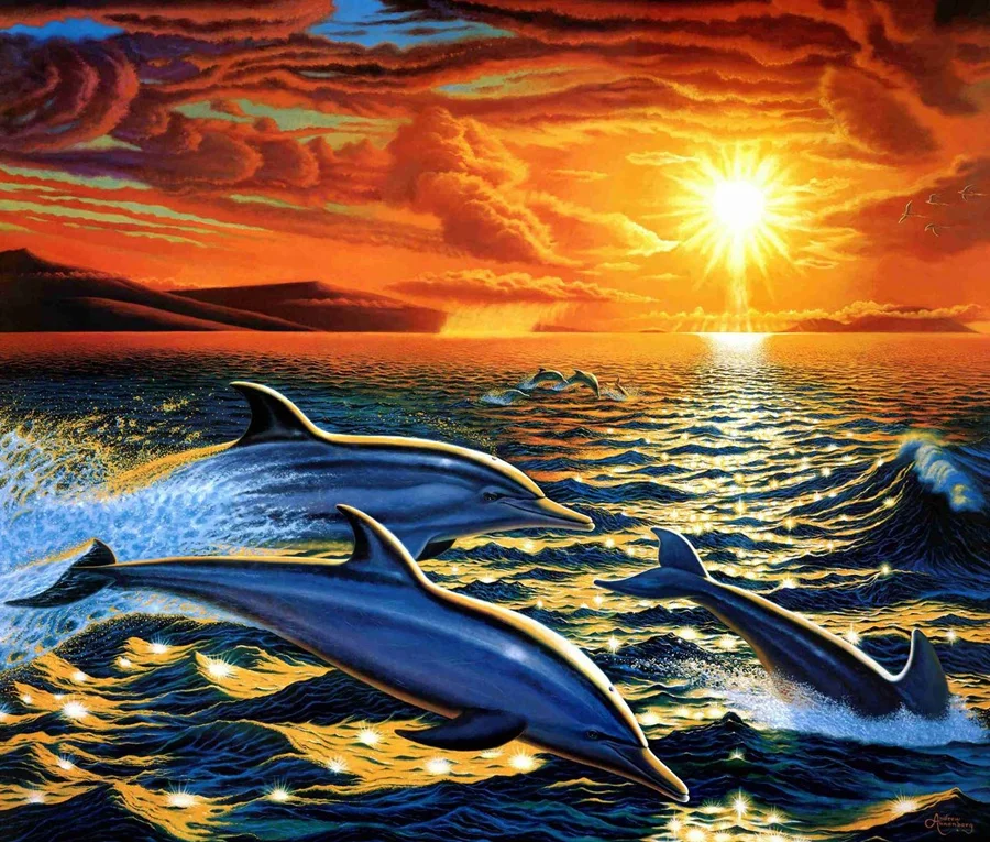 Oil Painting HD Canvas Print/Home Decoration Andrew Annenberg Dolphin Dream 