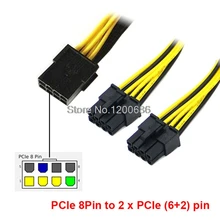 PCI-E PCIE жгут проводов 8 p Женский на 2 порта двойной 8pin 6+ 2 p Мужской gpu-графика видеокарта Кабель питания Шнур 18AWG провода