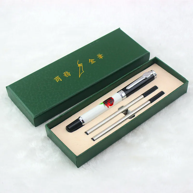 

Luxury jinhao Silver Clip Rollerball Pen with 2pcs Refills Gift Set Roses for Choose Business Office Christmas Gift