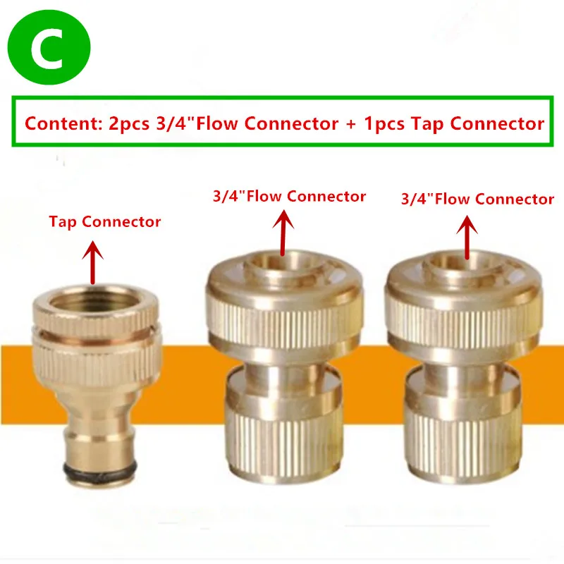 1/"& 3/4" латунный водопроводный Соединитель с расходным соединителем, шланговые фитинги и муфты, садовый шланг, соединители для полива и орошения X102