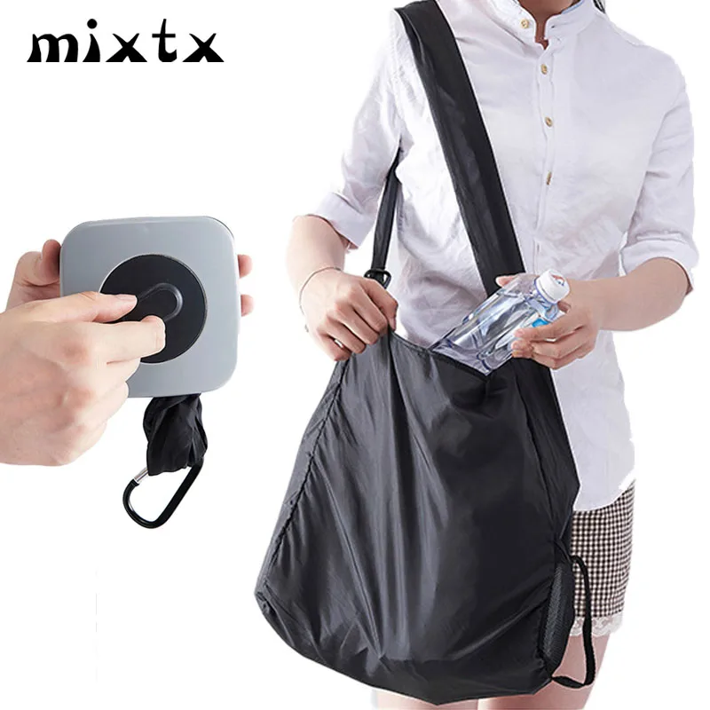 

Rotary Shrink Bag Folding Shopping Bag Nylon Portable Big Capacity Beach Shoulder Bag Travel Plastic Storage Box Creative Gift