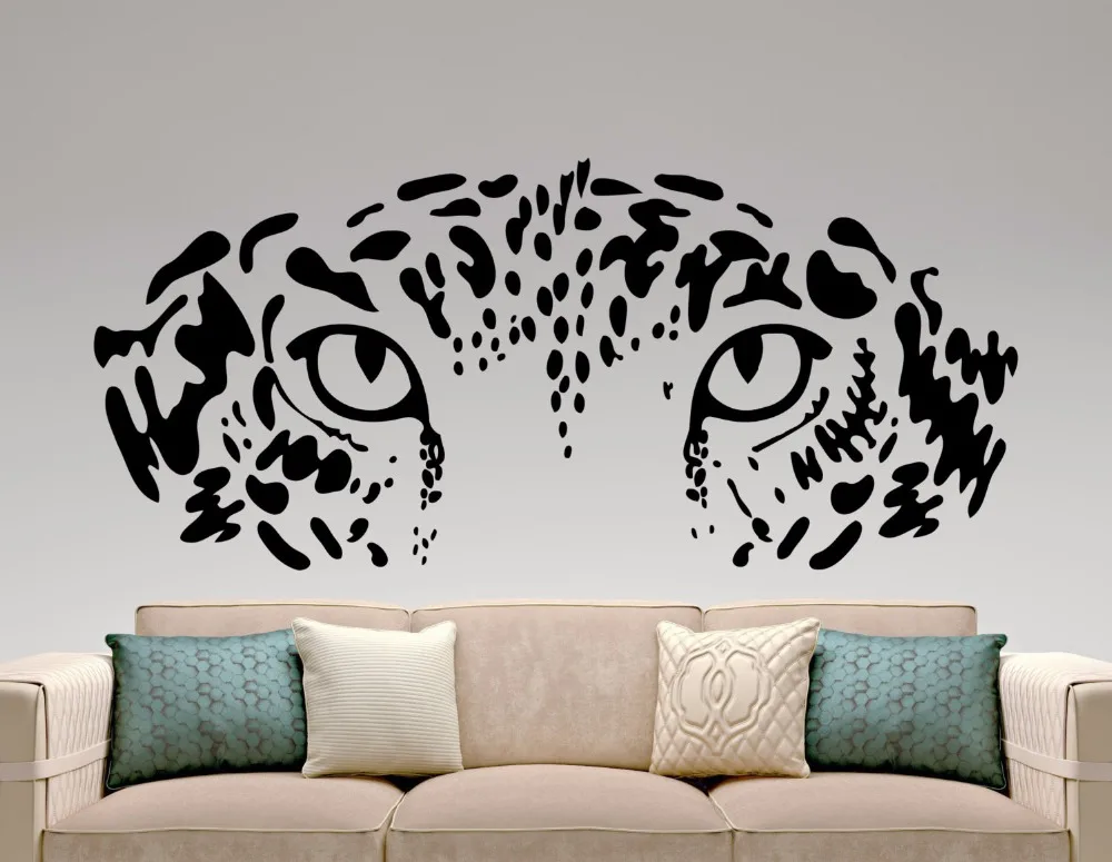 Leopard Head Wall Sticker Leopard Eyes Face Wall Decal Art Living Room