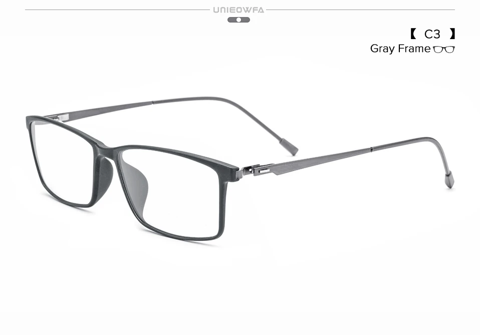 UNIEOWFA ультралегкие TR90 оптические очки для близорукости, оправа для мужчин, полная оправа, Прямоугольная оправа для очков по рецепту, корейские очки