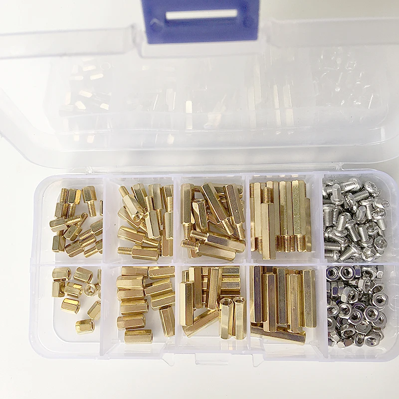 

200Pcs/set M2*L+3mm M2.5/M3*L+6mm Hex Nut Spacing Screw Brass Threaded Pillar PCB Motherboard Standoff Spacer Kit