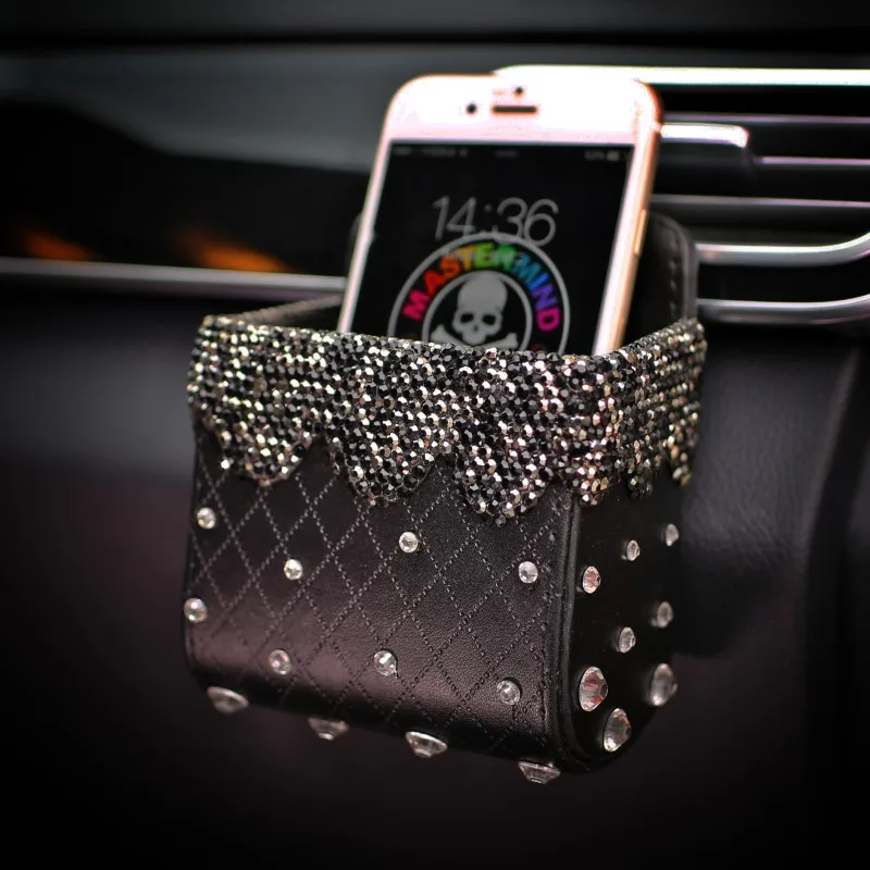 Crystal-Leather-Car-Auto-Outlet-V3ent-Trash-Box-Car-Mobile-Phone-Holder-Hanging-Storage-Bag-Pouch-