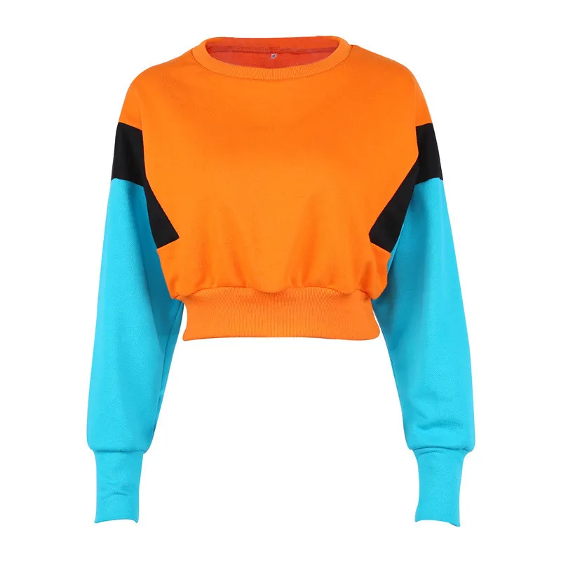 

2018 New Autumn Candy colors Crop top Short Sweatshirt Women Tracksuits Long Sleeve Pullover Hoodies Streetwear Female Jumper