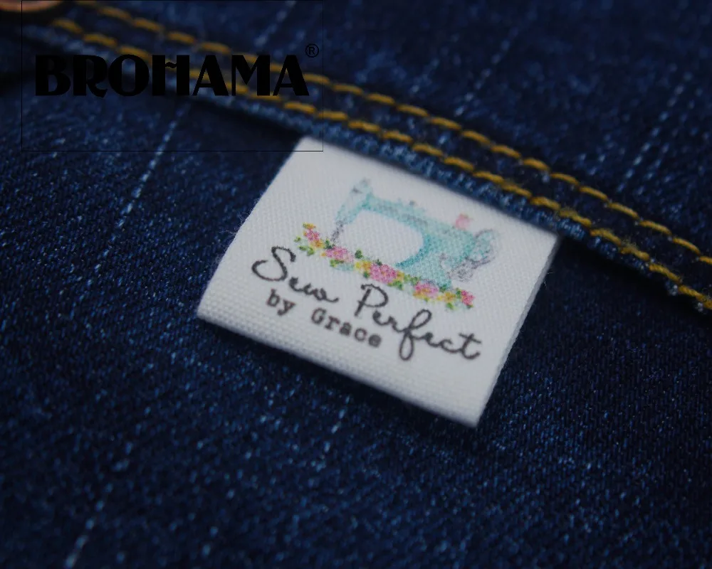 Sewing labels / custom brand labels, clothing labels, Sewing machine, fabric 100% cotton, custom text, Handmade (MD0505)