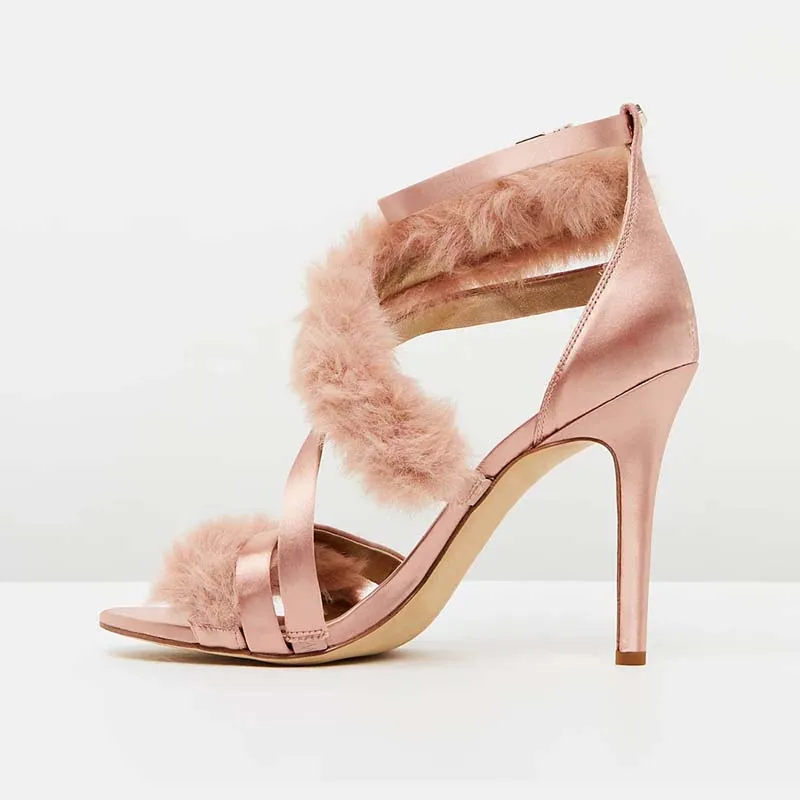 Женские босоножки, летние туфли на очень высоком каблуке, атласные ...