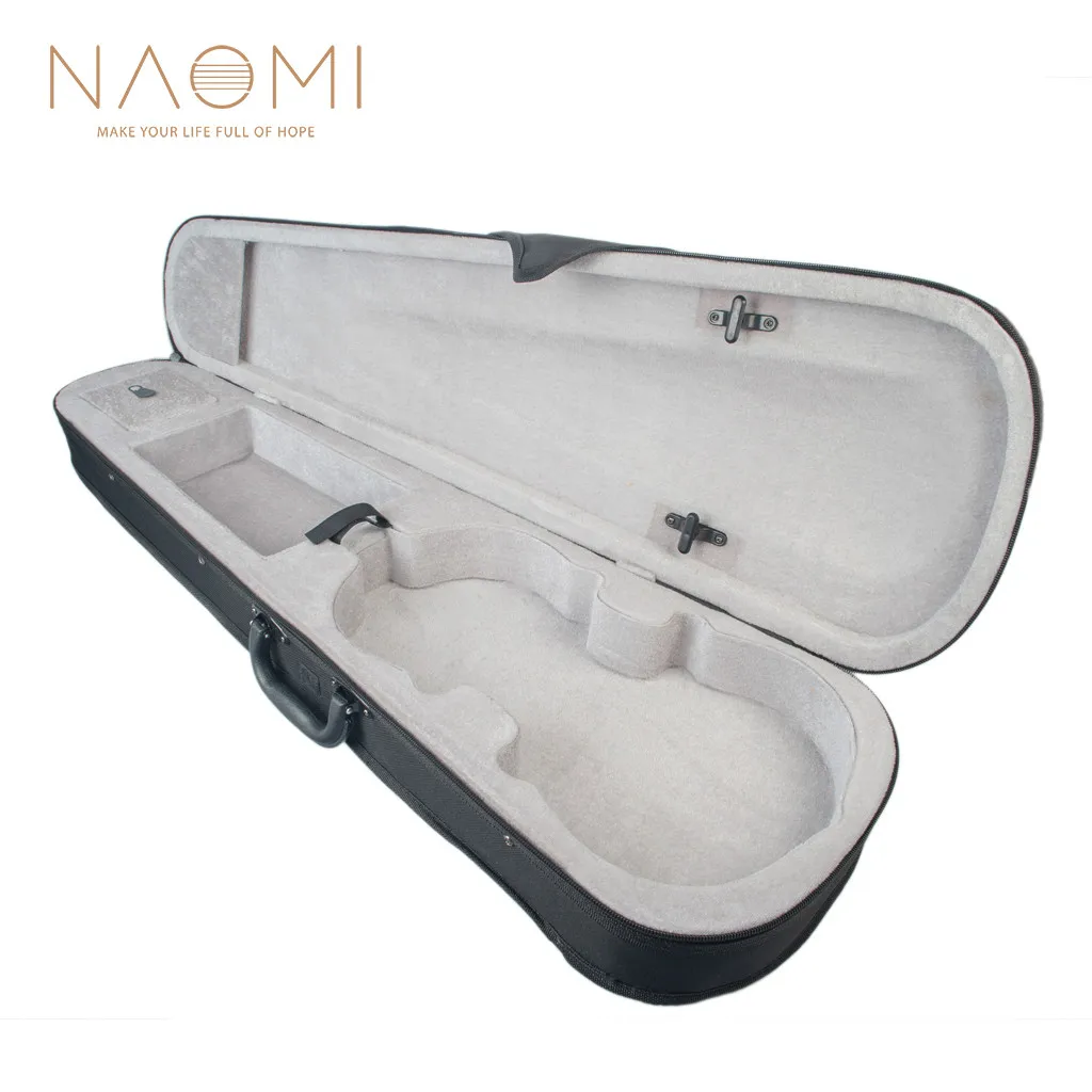 

NAOMI Violin Case 1/8 1/4 1/2 3/4 Size Professional Triangular Shape Violin Hard Case -Silver Inside Violin Parts New